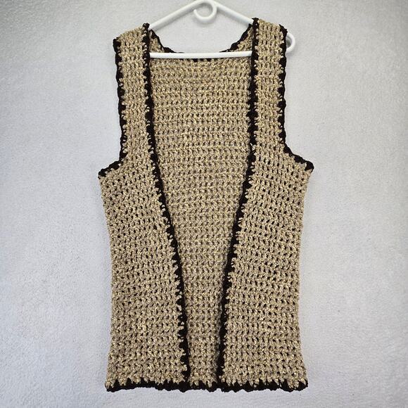 Vintage Crochet Vest Cardigan Womens S/M Handmade Lagenlook Cottagecore Boho - Picture 1 of 6